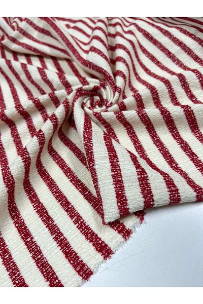 Kumaş sever Red and White Horizontal Line Patterned Knitwear Fabric Meter Couple Top Clothing Fabric Christmas Clothing