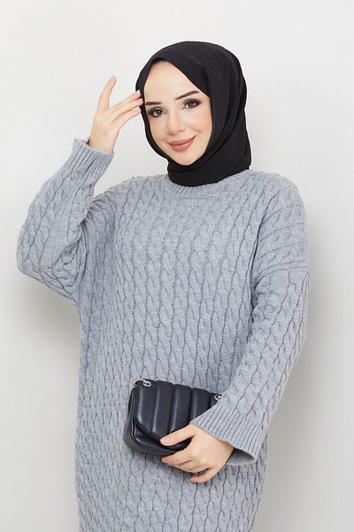 Pamuk Butik Γυναικείο πλεκτό φόρεμα με πλεκτά μαλλιά