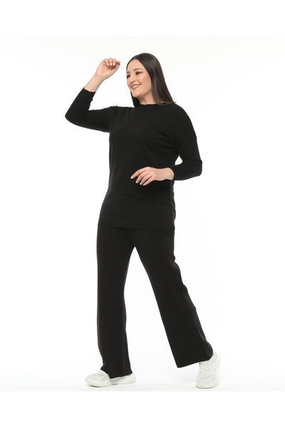 garajmood Black Knitwear Top-Bottom Plus Size Suit