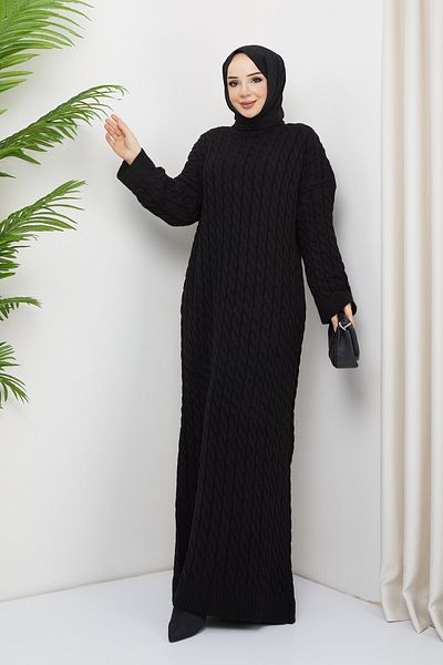 Pamuk Butik Γυναικείο πλεκτό φόρεμα με πλεκτά μαλλιά