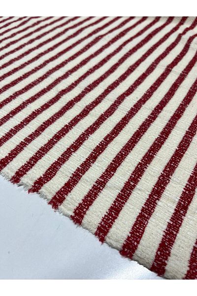 Kumaş sever Red and White Horizontal Line Patterned Knitwear Fabric Meter Couple Top Clothing Fabric Christmas Clothing