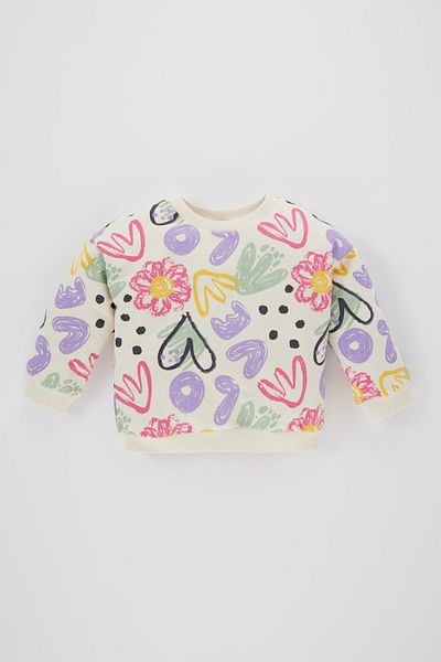 DeFacto Baby Girl Patterned Crew Neck Sweatshirt B9764a524sp
