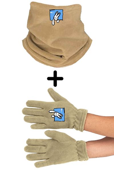 herotasarım Set mănuși iepure - Beanie cu guler bll4571