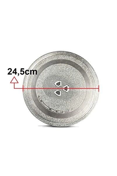 Silverline Mikrodalga Fırın Cam Tabağı Tepsisi 24,5cm Çapında Üç 3 Tırnaklı Tabak Tepsi Borcam