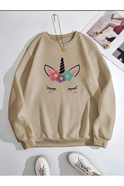 Serays moda Hanorac de iarnă pentru fete cu imprimeu Pony Horned