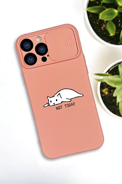 mooodcase iPhone 13 Pro Max Uyumlu Not Today Desenli Kamera Koruma Slider Kapaklı Silikonlu Telefon Kılıfı