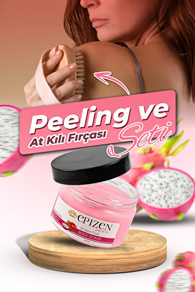EPİZEN Set of 2 Dragon Fruit Peeling & 100% Natural Horsehair Brush Care Set