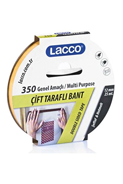 ipekbazaar Lacco350 Çift Taraflı Bant, 12 mm-25 Metre, İnce - Şeffaf, Deri Ho...