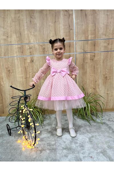 Filizdens Kids Rochie pentru fete cu model de lanț din tul cu garnitură din satin Rochie de seară pentru nuntă, aniversare, bal de absolvire