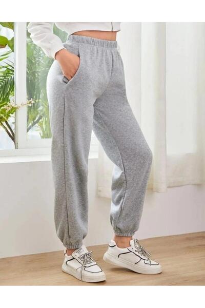 THE WHITE Ψηλόμεση ελαστική γκρι γυναικεία αθλητική φόρμα Jogger