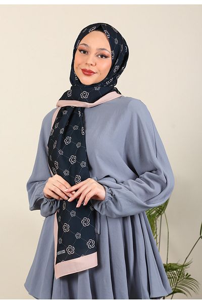 ERGÜL Şal de mătase Medina cu model Hijabchi clasic