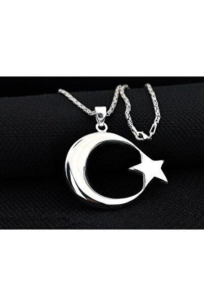 Takıhan Büyük Boy Şanlı Ay Yıldızımız Tasarımlı Kral Zincirli 925 Ayar Gümüş ...