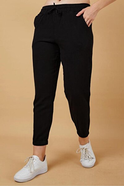 UYN SPORT Μαύρο γυναικείο αθλητικό κοστούμι με ψηλή μέση και ελαστική μέση Joggerrr