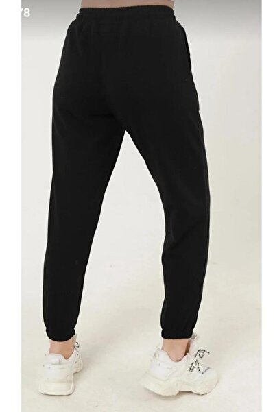 UYN SPORT Γυναικεία μαύρη φόρμα με ψηλόμεσο κορδόνι και ελαστική μέση με τσέπες