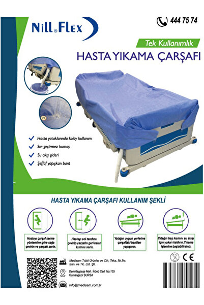 NillFlex Hasta Yıkama Çarşafı Giderli Su Geçirmez