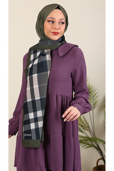 ERGÜL Μεταξωτό σάλι Hijabchi με καρό σχέδιο Medina