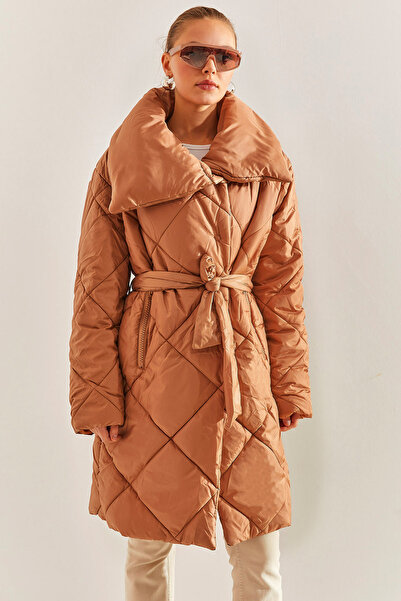 Bianco Lucci Γυναικείο παλτό Oversize με μεταλλικά κουμπιά με διαμάντια