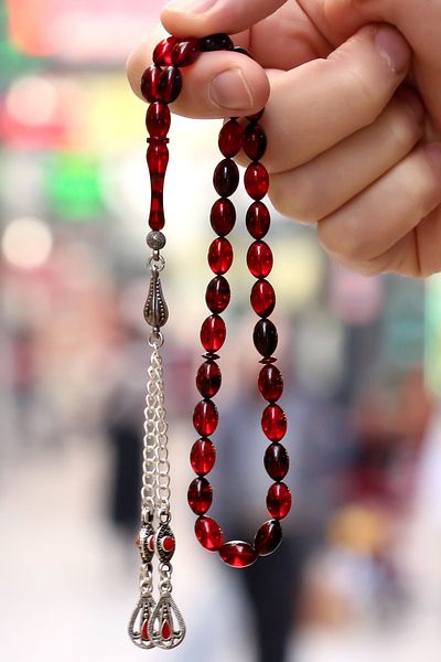 TESBİHCİBABA Night Red Fire Amber Prayer Beads, Men's Gift Rosary