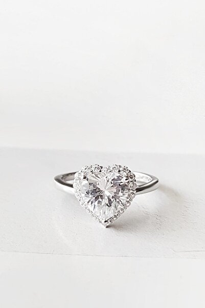 MorMajor Silver İTHAL ÖZEL FANCY KESİM WHİTE HEART GÜMÜŞ YÜZÜK