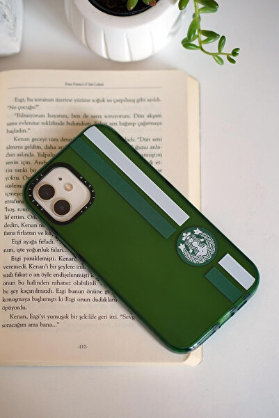 mooodcase iPhone 12 Uyumlu Casetify Green White Desenli Premium Silikonlu Tel...