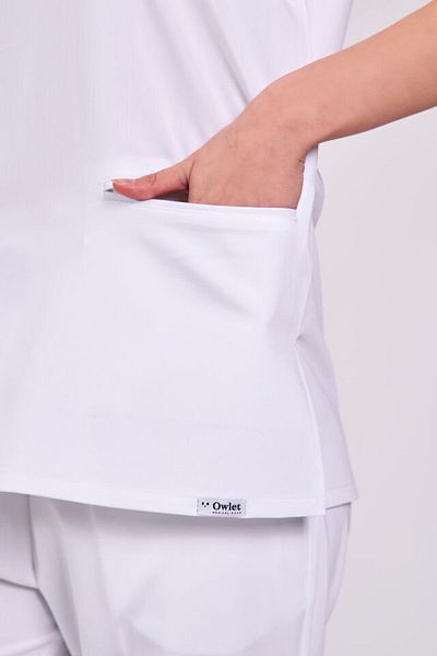 Owlet Medikal Jersey cu fermoar alb Lycra