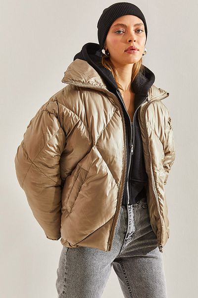 Bianco Lucci Dámský kabát s límečkem Oversize Puffer Coat