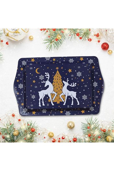 Myros Navy Blue Classic Deer Mini Metal Tray