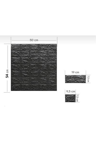 Renkli Duvarlar 50x54 Cm ( 0,27 M²) Siyah Kendinden Yapışkanlı Duvar Kağıdı Esnek Köpük Panel 3d Tuğla Desen