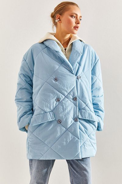 Bianco Lucci Dámský oversize puffer kabát na knoflíky