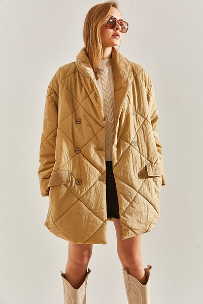 Bianco Lucci Dámský oversize puffer kabát na knoflíky