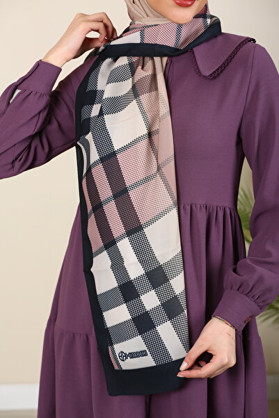 ERGÜL Хіджаб з картатим візерунком, шовковий шарф Медіна