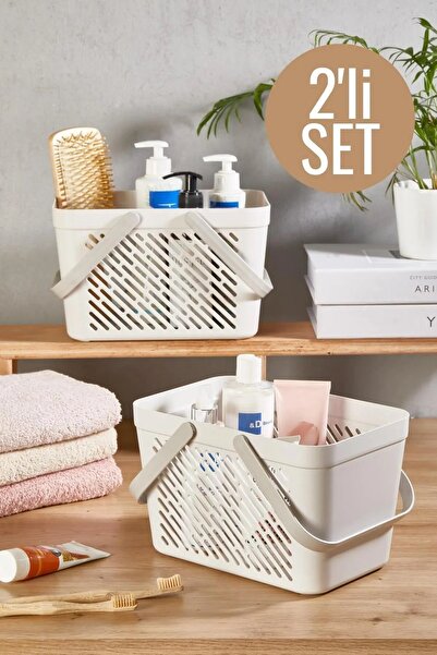 Tugomer 2'li Taşınabilir Kulplu Sepet Organizer – Banyo Mutfak Dolap Düzenley...