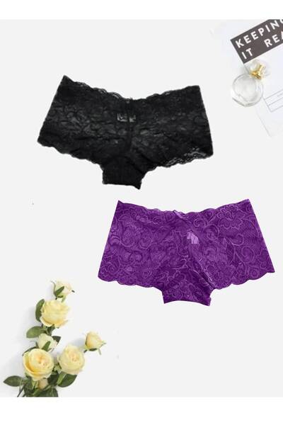 GECKO COLLECTION Gecko Dantelli Şort Boxer Fantazi Kadın Külot 2 adet