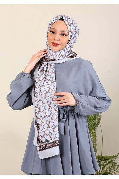 hijabchi Mătase Medina gri deschis - șal cu model de apă, într-o nouă serie