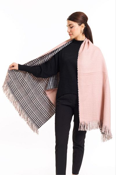 foradels 70x190cm Winter Shoulder Shawl - Double Sided Plaid Wool