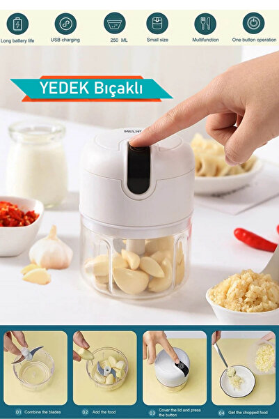 welcomein Şarjlı Mini Doğrayıcı Üç Bıçaklı Blender Rondo Taşınabilir Tek El K...