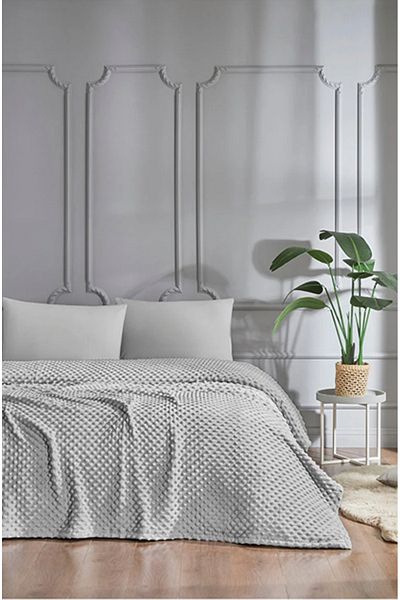 Özdilek Gray Double Bud Blanket with Bag 200X220