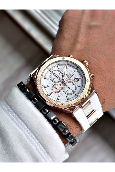 Navimarine White Color Functional Mechanism Men's Wristwatch + BRACELET WITH GIFT