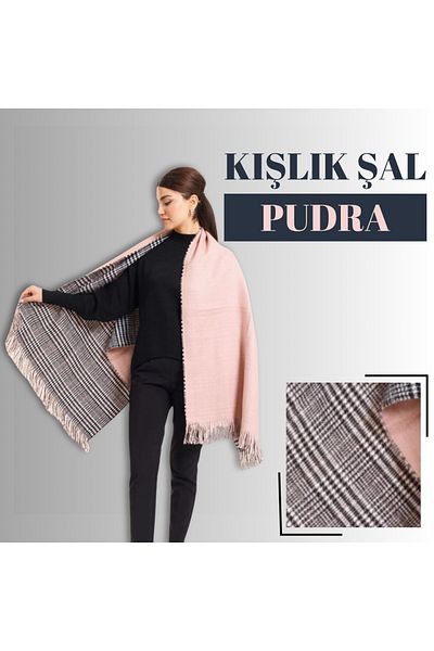 foradels 70x190cm Winter Shoulder Shawl - Double Sided Plaid Wool