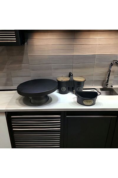 LUCKYHOMES Special Production Modern Country Kitchen Set (Cake Plate, Tea Candy Storage, Bread) Black 95030