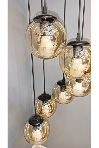 ZM AYDINLATMA 9lu glob camlı sarkıt avize