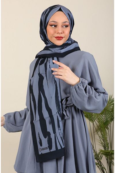 hijabchi Medina Silk Shawl with Zebra Pattern - New Collections |   Smoked