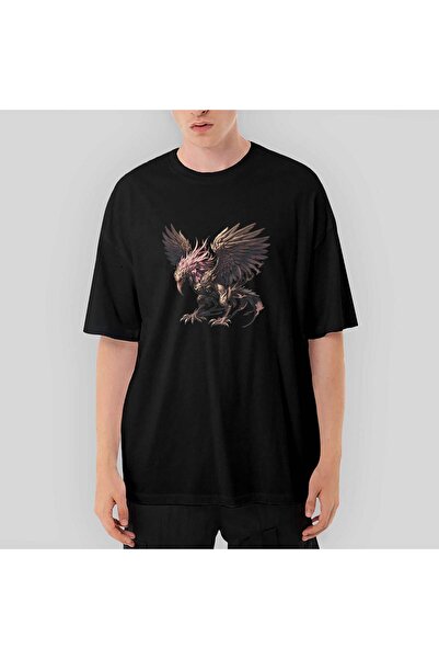 Z zepplin Tricou negru oversize Creature Mythology Phoenix