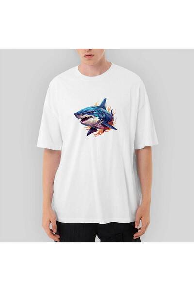 Z zepplin Tricou alb oversize Color Shark