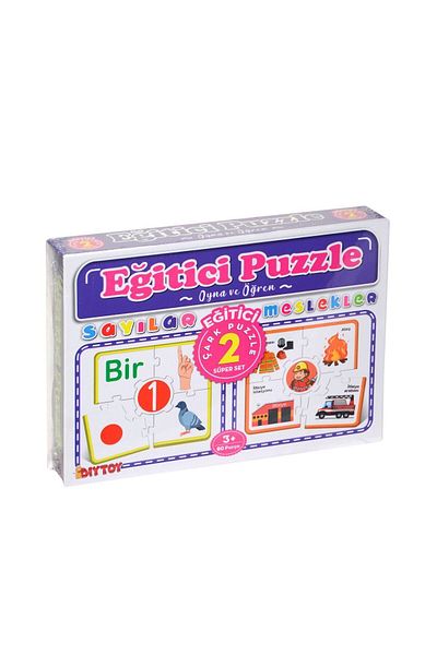 DIY Toys Educational Wheel 2-Piece Puzzle Numbers and Professions / 60 Pieces / Age 3 - Yubi Toy