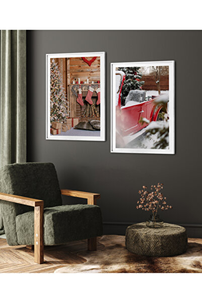 HOMEPACK Комплект от две рамкирани картини от коледна серия, плакат, картина,...