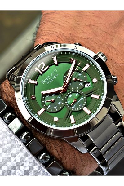 Ferrucci Smoked Color Functions Active Steel Strap Men's Wristwatch + BRACELET WITH GIFT