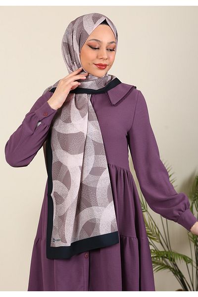 hijabchi Δαχτυλίδι με μοτίβο από μετάξι Medina - Dark Mink New Collections
