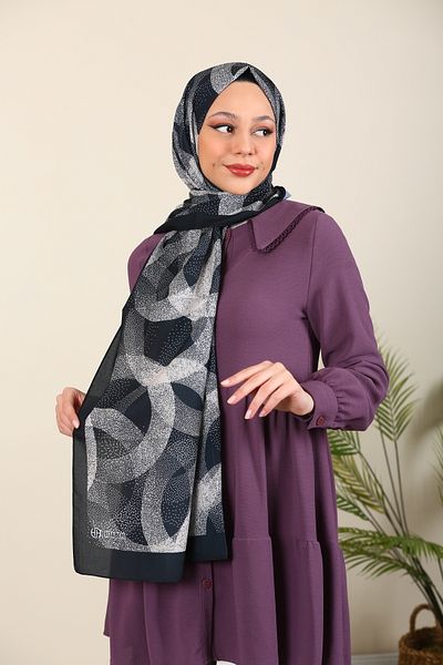 hijabchi Δαχτυλίδι με μοτίβο από μετάξι Medina - Μαύρο Μπεζ Νέες Συλλογές