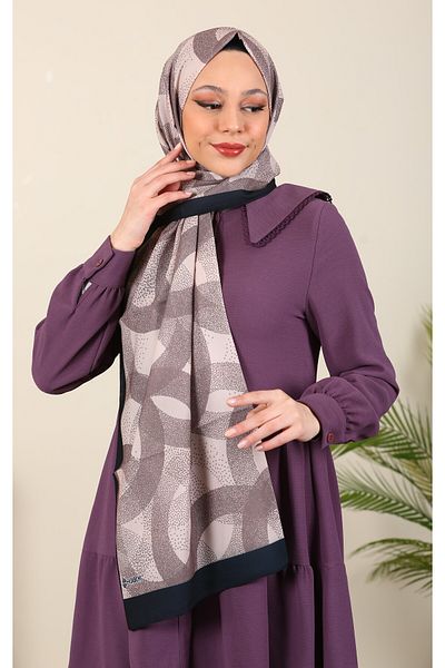 hijabchi Σειρά δαχτυλιδιών με μοτίβο Medine Silk Shawl - Νέες συλλογές |   Βιζόν - Μαύρο